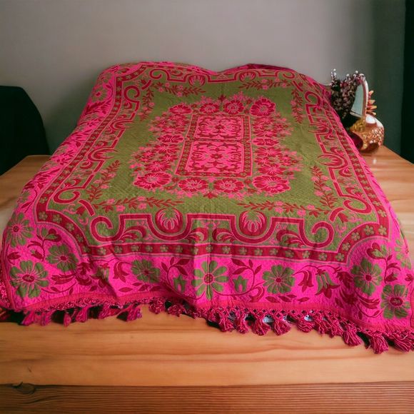Brentwood Other - Vintage 60s Brentwood Originals comforter reversible wool green pink king